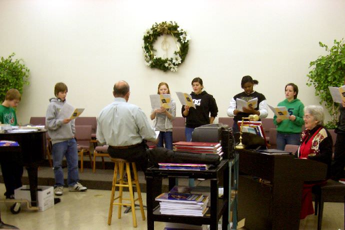 A group of Younger students practicing their voice lessons at Nazarene Bible College.