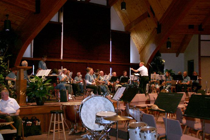 Close-up of the concert in Strickland Chapel.