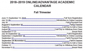 Fall Term Begins August 6th, 2018